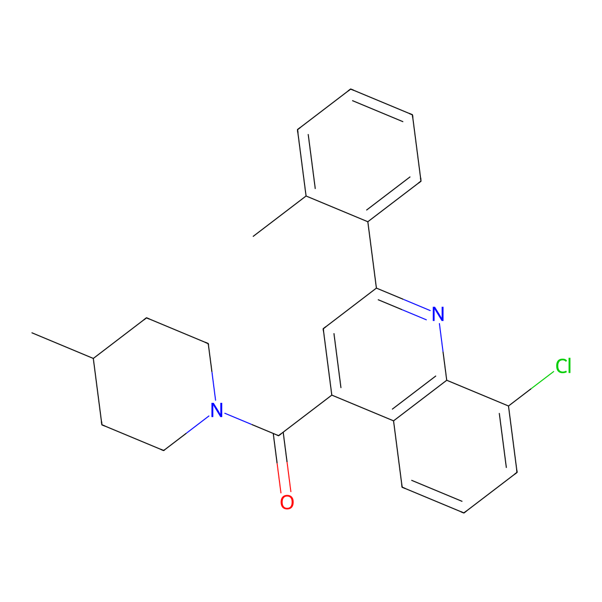 [8-Chloro-2-(2-methylphenyl)quinolin-4-yl]-(4-methylpiperidin-1-yl)methanone molecular structure, CAS 667440-10-0