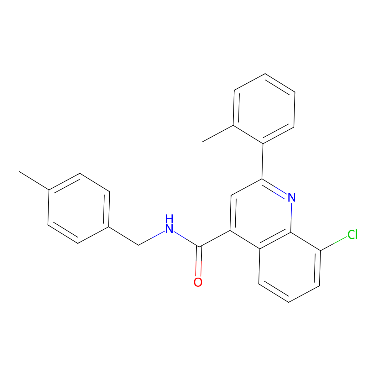 8-chloro-N-(4-methylbenzyl)-2-(2-methylphenyl)quinoline-4-carboxamide molecular structure, CAS 667440-20-2