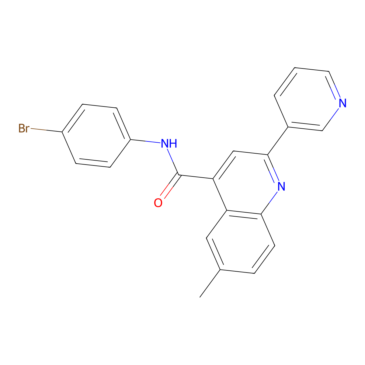 N-(4-bromophenyl)-6-methyl-2-(pyridin-3-yl)quinoline-4-carboxamide molecular structure, CAS 667440-64-4