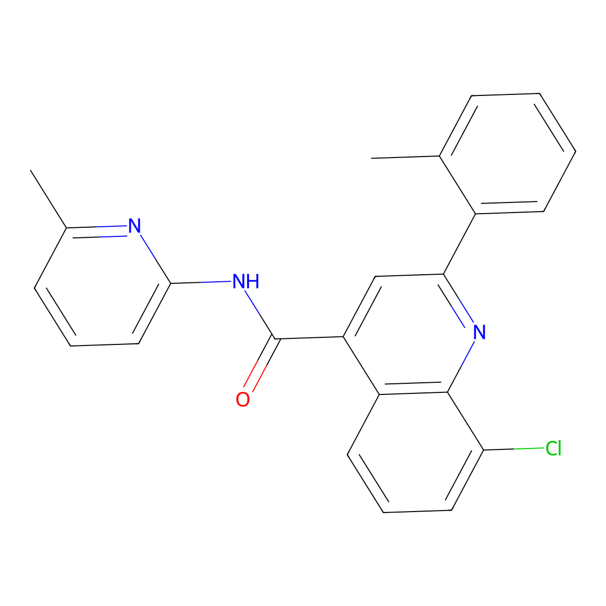 8-chloro-2-(2-methylphenyl)-N-(6-methylpyridin-2-yl)quinoline-4-carboxamide molecular structure, CAS 667440-66-6