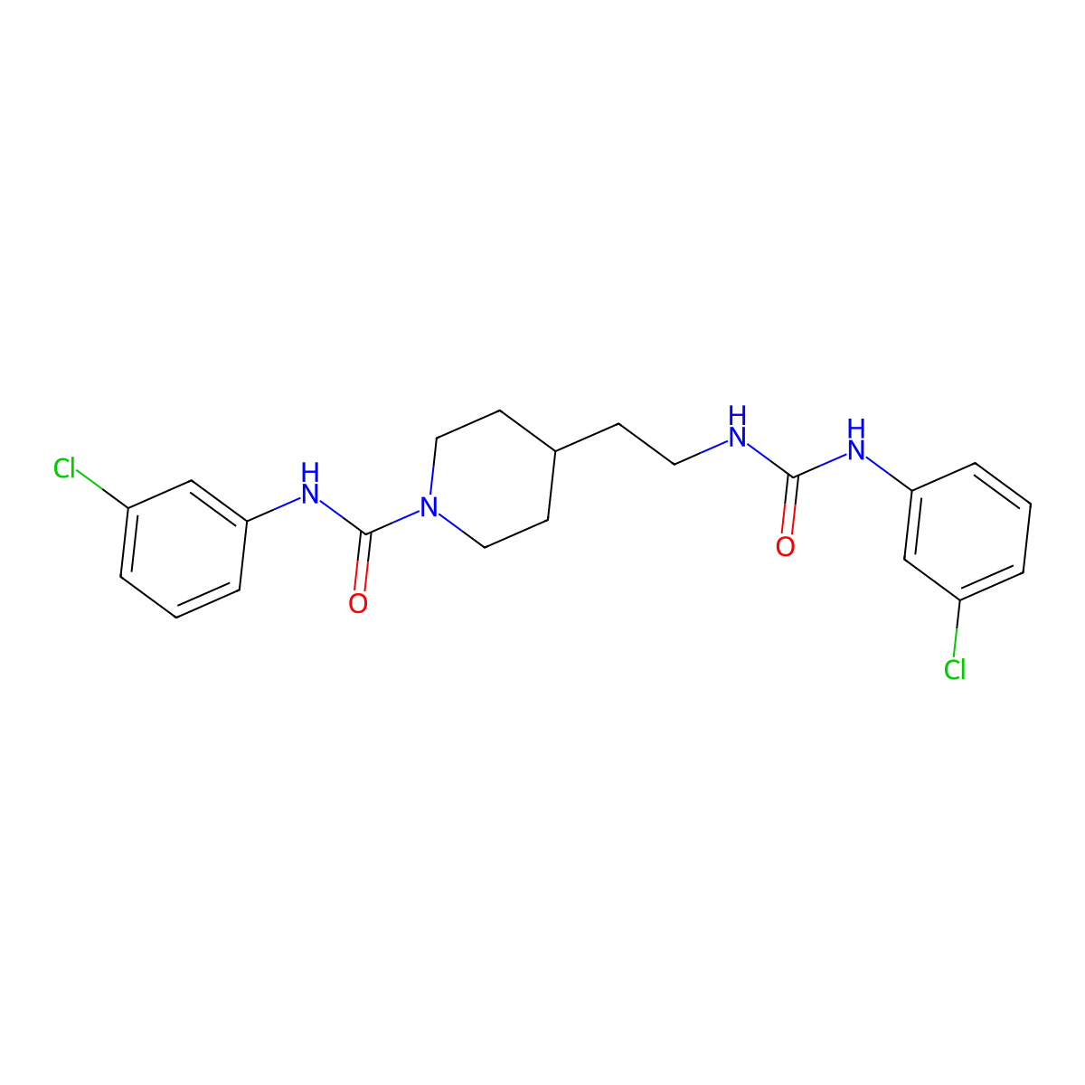 N-(3-chlorophenyl)-4-(2-{[(3-chlorophenyl)carbamoyl]amino}ethyl)piperidine-1-carboxamide molecular structure, CAS 667440-68-8