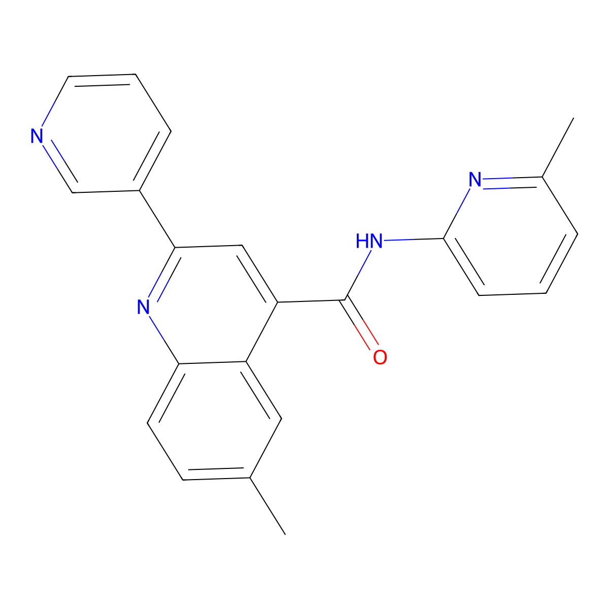 6-methyl-N-(6-methylpyridin-2-yl)-2-(pyridin-3-yl)quinoline-4-carboxamide molecular structure, CAS 667441-47-6