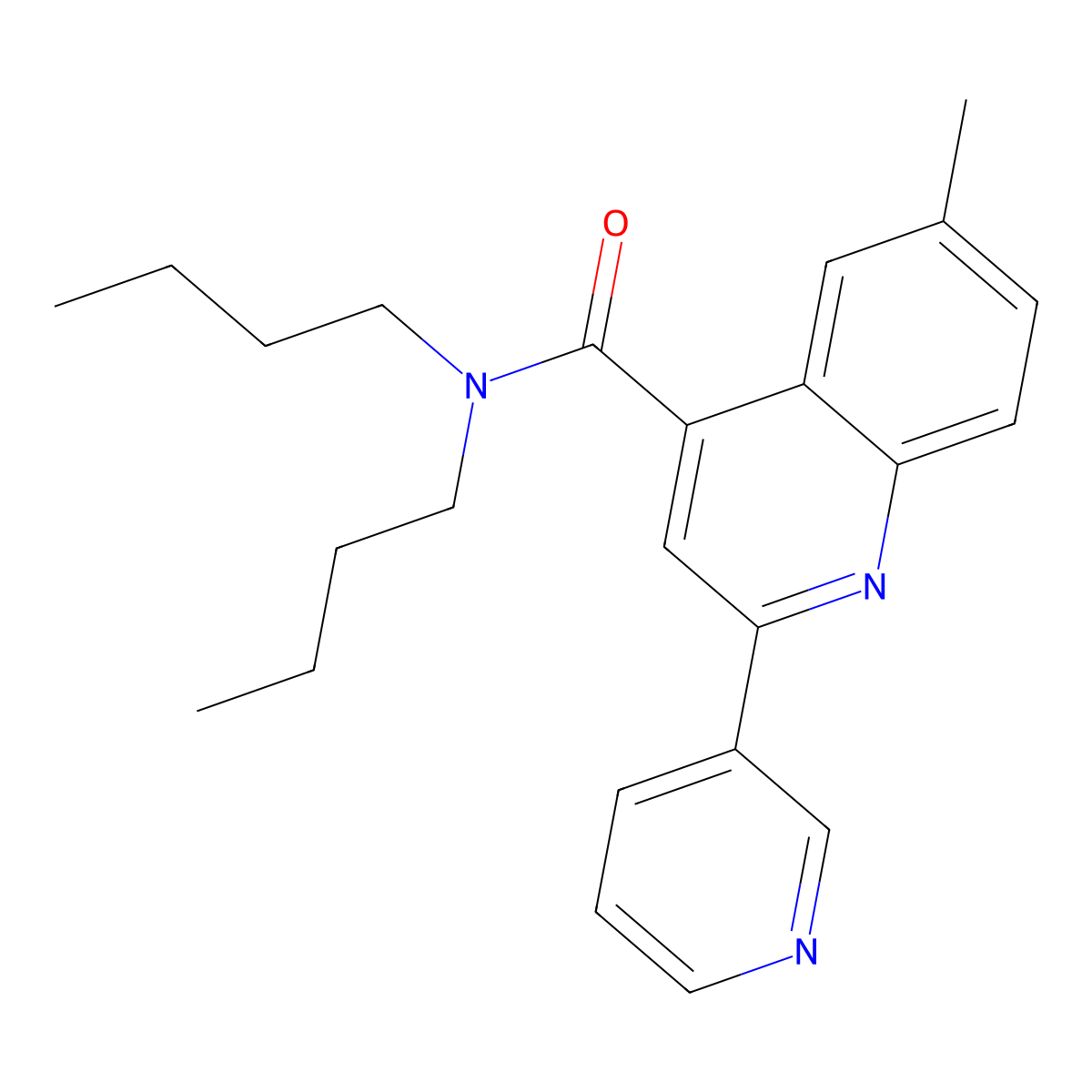 N,N-dibutyl-6-methyl-2-(pyridin-3-yl)quinoline-4-carboxamide molecular structure, CAS 667441-53-4