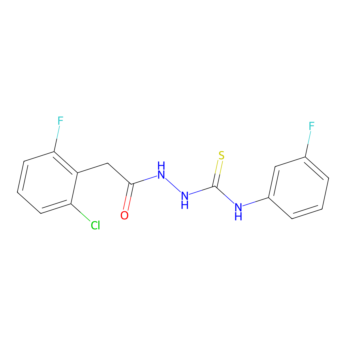 2-[(2-chloro-6-fluorophenyl)acetyl]-N-(3-fluorophenyl)hydrazinecarbothioamide molecular structure, CAS 667441-84-1