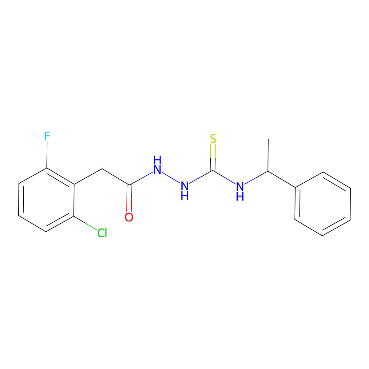 2-[(2-chloro-6-fluorophenyl)acetyl]-N-(1-phenylethyl)hydrazinecarbothioamide molecular structure, CAS 667442-18-4