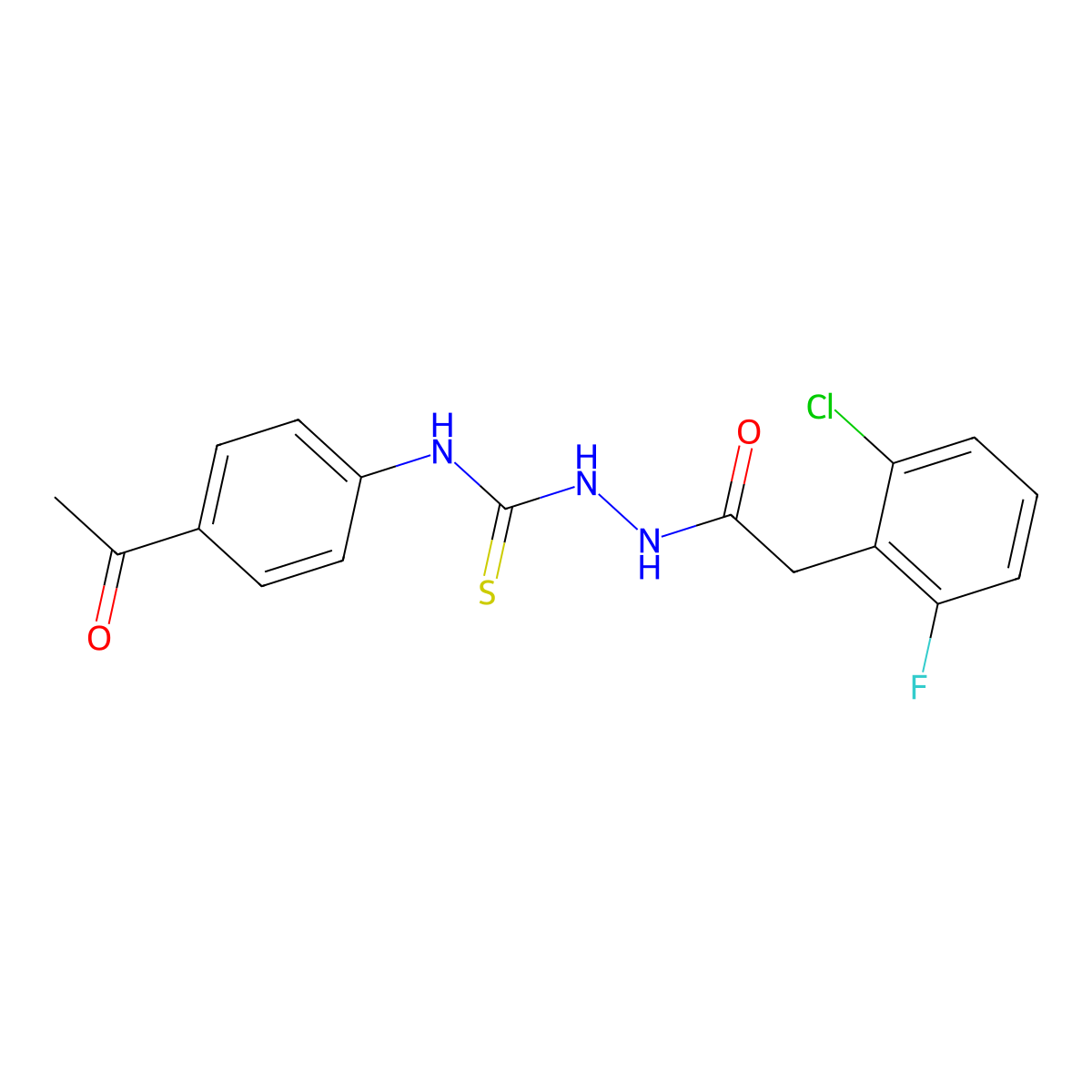 N-(4-acetylphenyl)-2-[(2-chloro-6-fluorophenyl)acetyl]hydrazinecarbothioamide molecular structure, CAS 667442-28-6