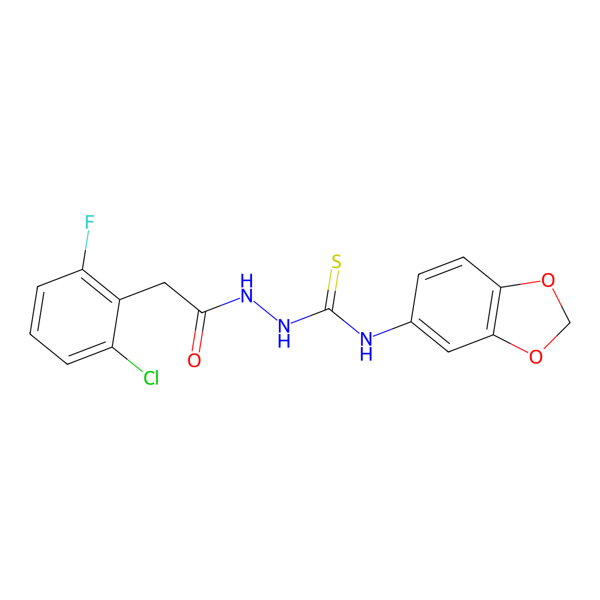 N-(1,3-benzodioxol-5-yl)-2-[(2-chloro-6-fluorophenyl)acetyl]hydrazinecarbothioamide molecular structure, CAS 667442-32-2
