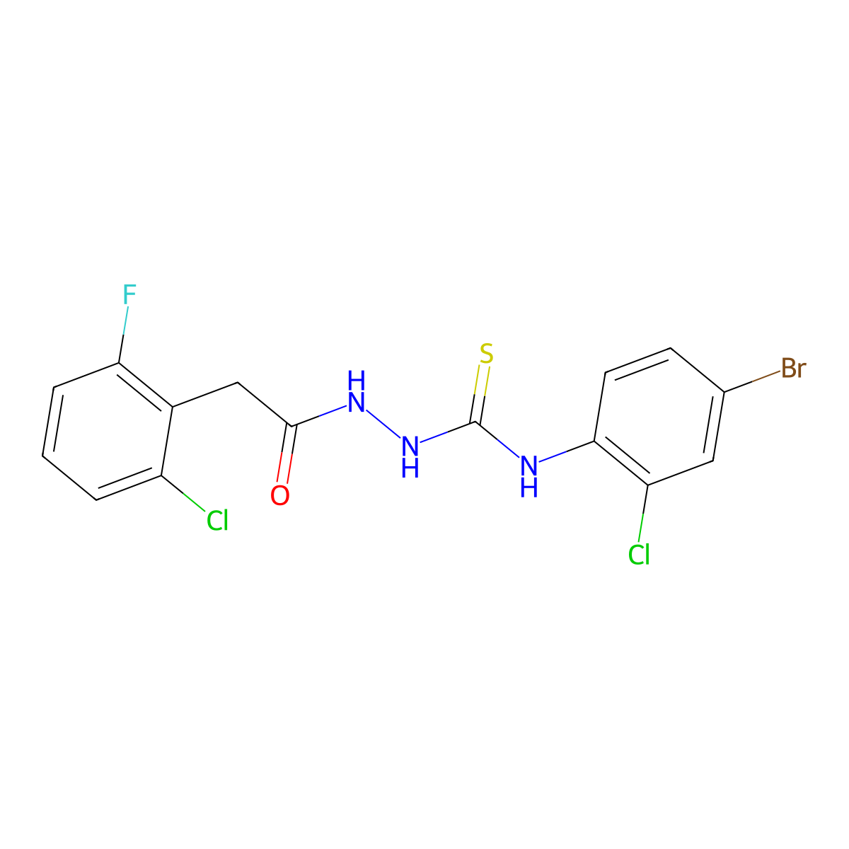 N-(4-bromo-2-chlorophenyl)-2-[(2-chloro-6-fluorophenyl)acetyl]hydrazinecarbothioamide molecular structure, CAS 667442-37-7