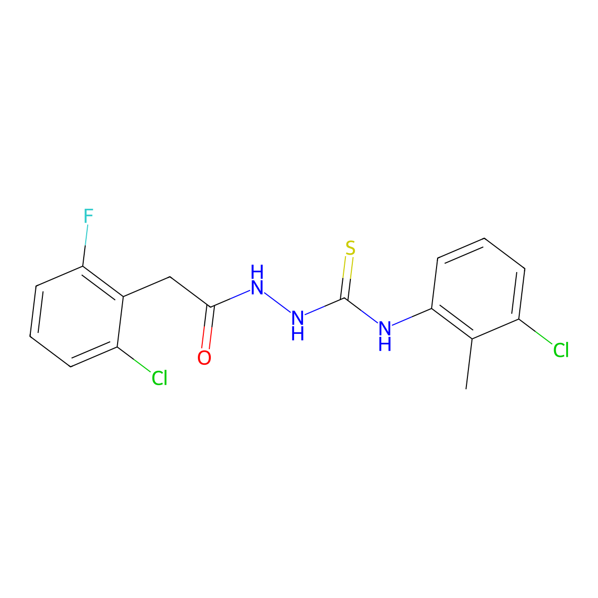 2-[(2-chloro-6-fluorophenyl)acetyl]-N-(3-chloro-2-methylphenyl)hydrazinecarbothioamide molecular structure, CAS 667442-41-3