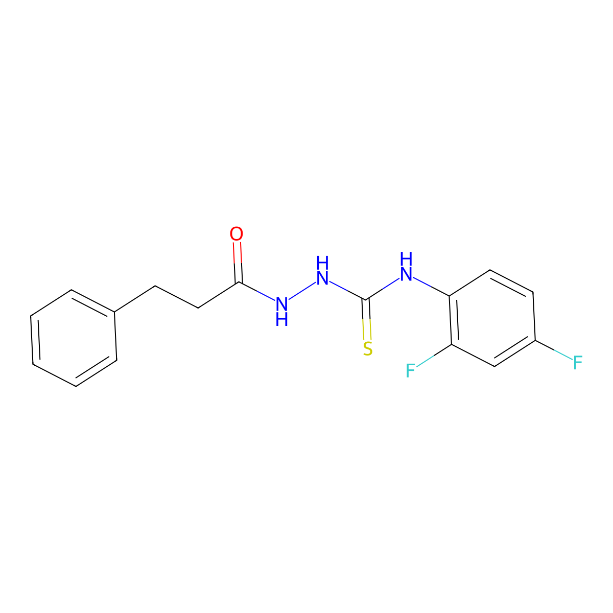 N-(2,4-difluorophenyl)-2-(3-phenylpropanoyl)hydrazinecarbothioamide molecular structure, CAS 667442-66-2