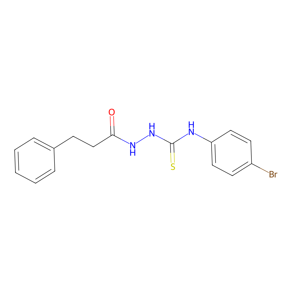 N-(4-bromophenyl)-2-(3-phenylpropanoyl)hydrazinecarbothioamide molecular structure, CAS 667442-79-7