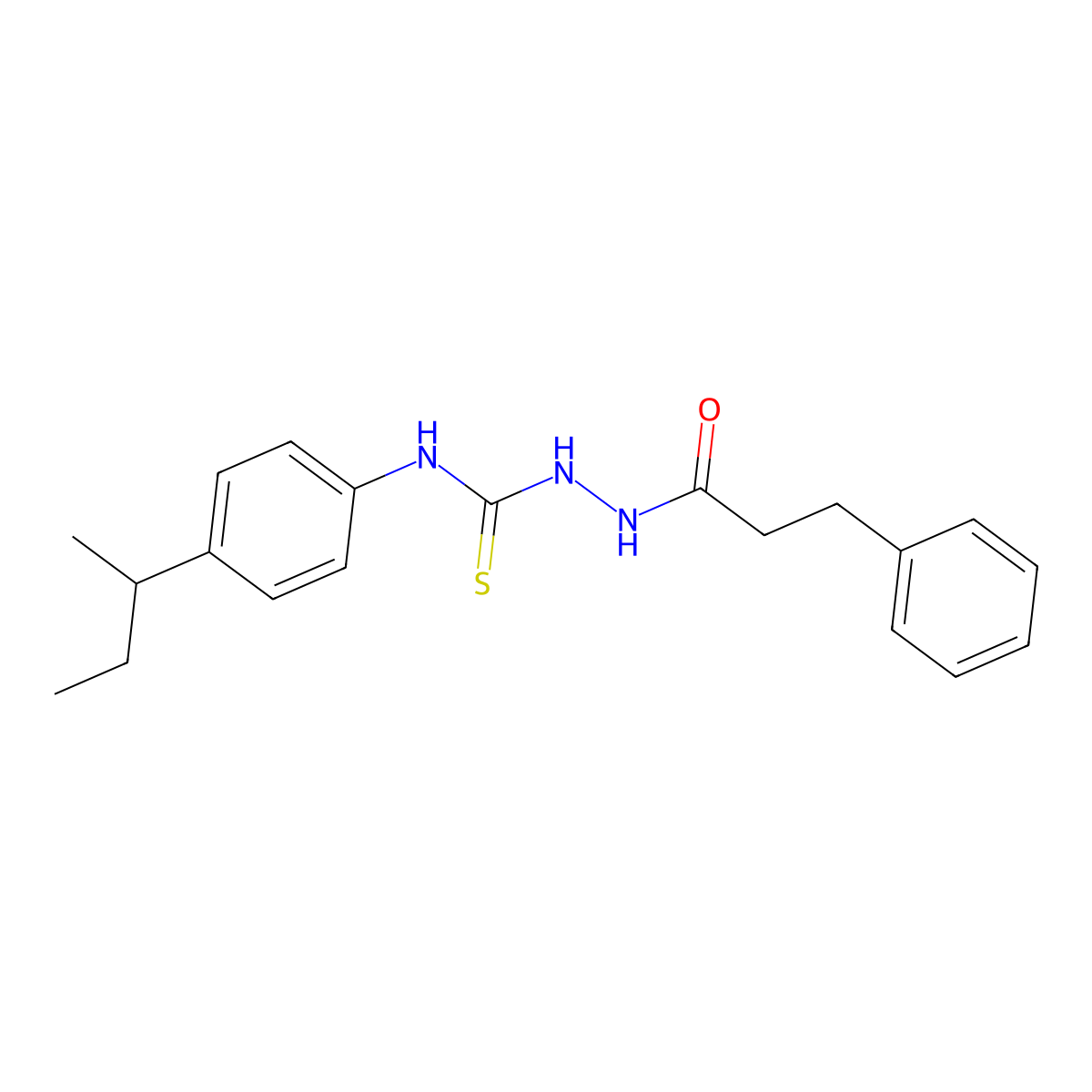 N-[4-(butan-2-yl)phenyl]-2-(3-phenylpropanoyl)hydrazinecarbothioamide molecular structure, CAS 667442-84-4