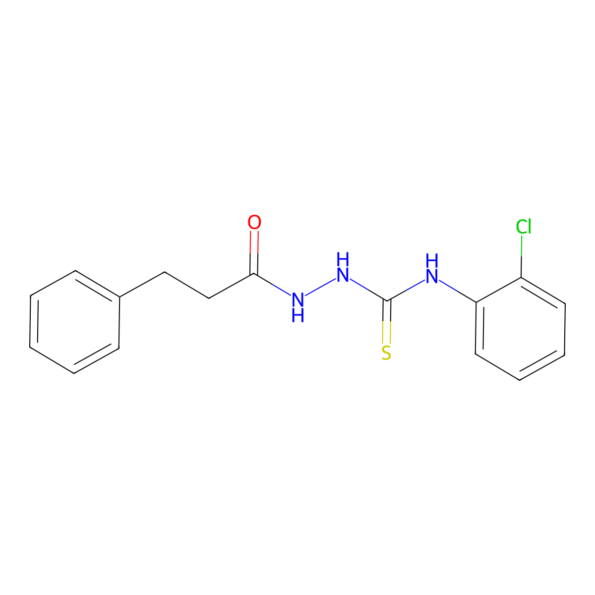 N-(2-chlorophenyl)-2-(3-phenylpropanoyl)hydrazinecarbothioamide molecular structure, CAS 667442-85-5