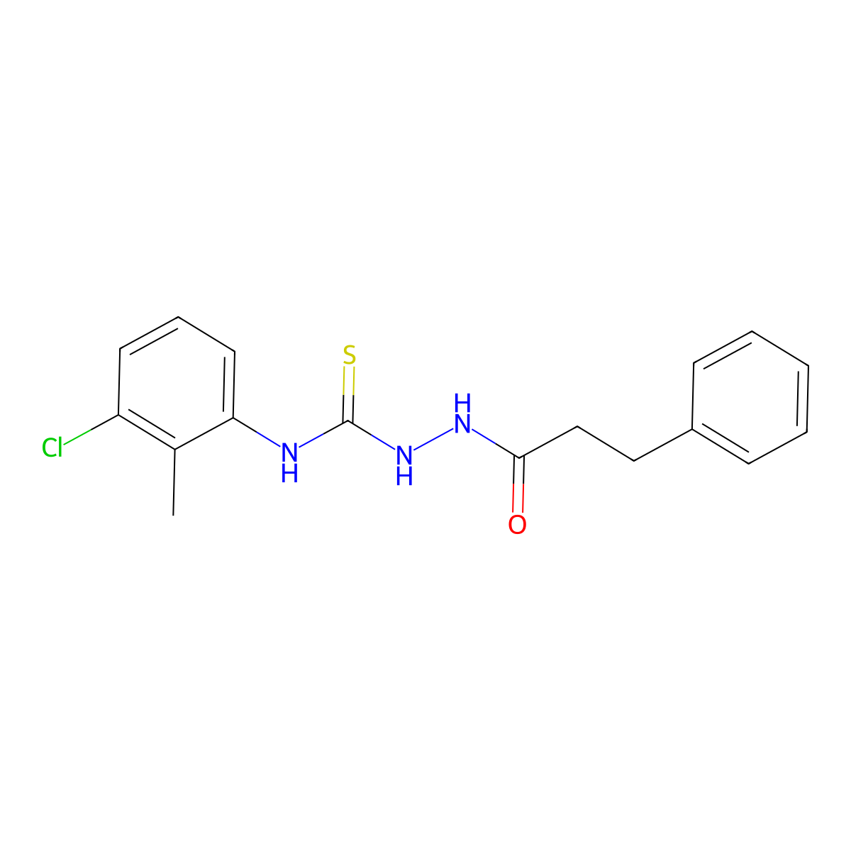 N-(3-chloro-2-methylphenyl)-2-(3-phenylpropanoyl)hydrazinecarbothioamide molecular structure, CAS 667442-88-8