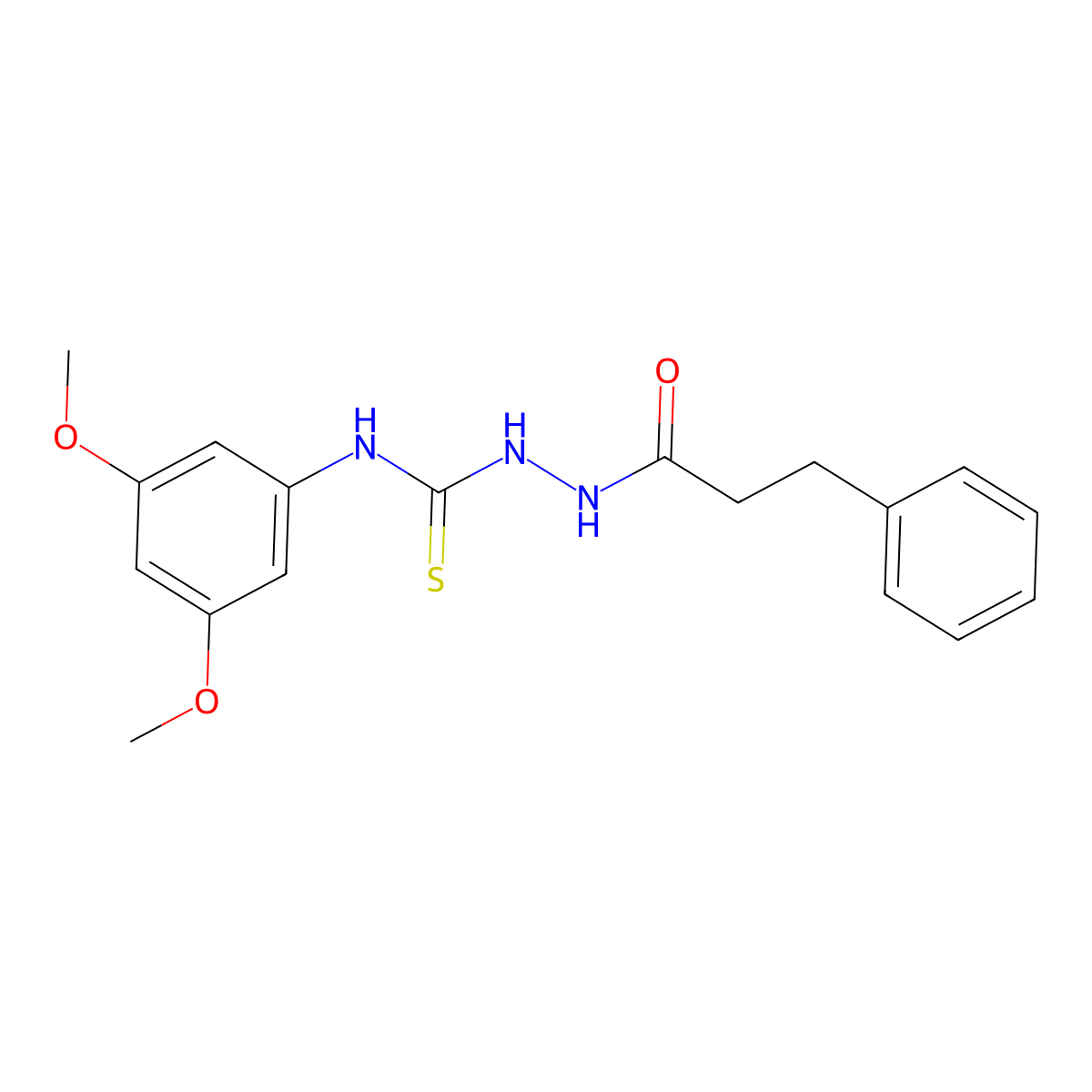 N-(3,5-dimethoxyphenyl)-2-(3-phenylpropanoyl)hydrazinecarbothioamide molecular structure, CAS 667443-05-2