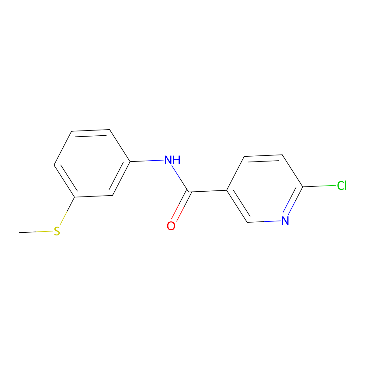 6-chloro-N-[3-(methylsulfanyl)phenyl]pyridine-3-carboxamide molecular structure, CAS 667443-20-1