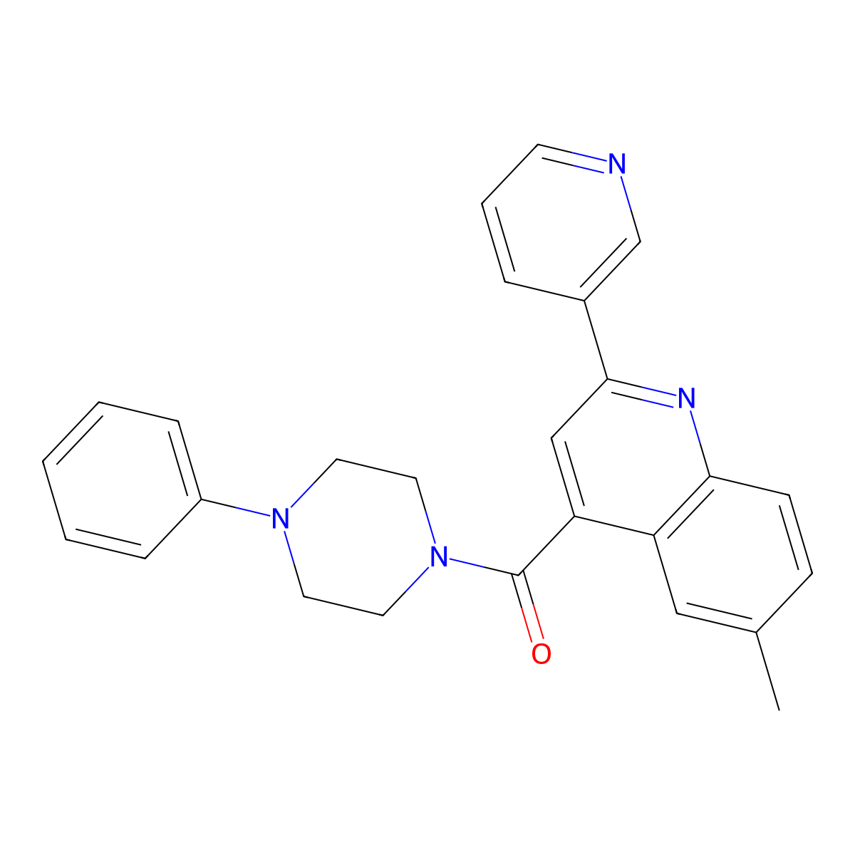 [6-Methyl-2-(pyridin-3-yl)quinolin-4-yl](4-phenylpiperazin-1-yl)methanone molecular structure, CAS 667443-39-2