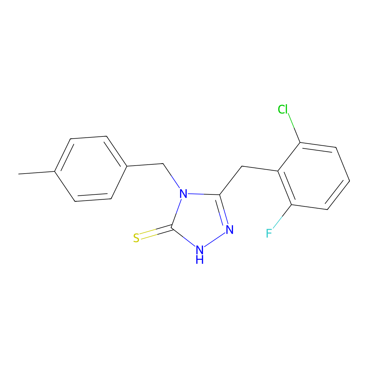 5-(2-chloro-6-fluorobenzyl)-4-(4-methylbenzyl)-4H-1,2,4-triazole-3-thiol molecular structure, CAS 667443-47-2