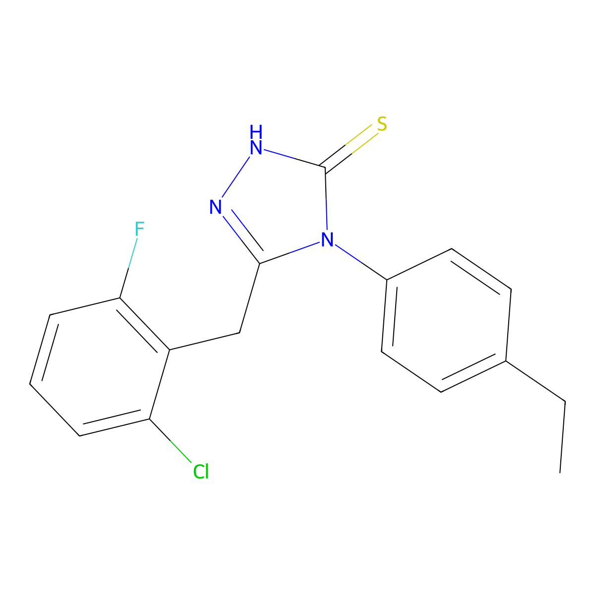 5-[(6-Chloro-2-fluorophenyl)methyl]-4-(4-ethylphenyl)-1,2,4-triazole-3-thiol molecular structure, CAS 667443-59-6