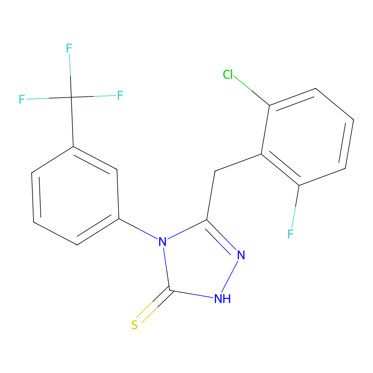 5-(2-chloro-6-fluorobenzyl)-4-[3-(trifluoromethyl)phenyl]-4H-1,2,4-triazole-3-thiol molecular structure, CAS 667443-77-8