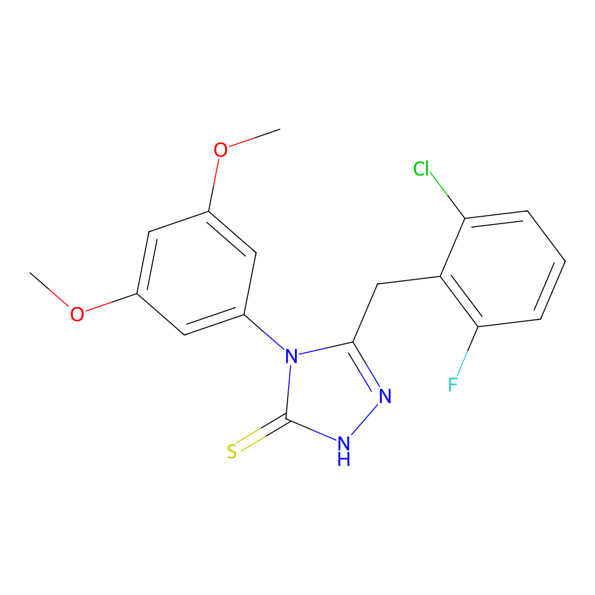 5-(2-chloro-6-fluorobenzyl)-4-(3,5-dimethoxyphenyl)-4H-1,2,4-triazole-3-thiol molecular structure, CAS 667443-82-5