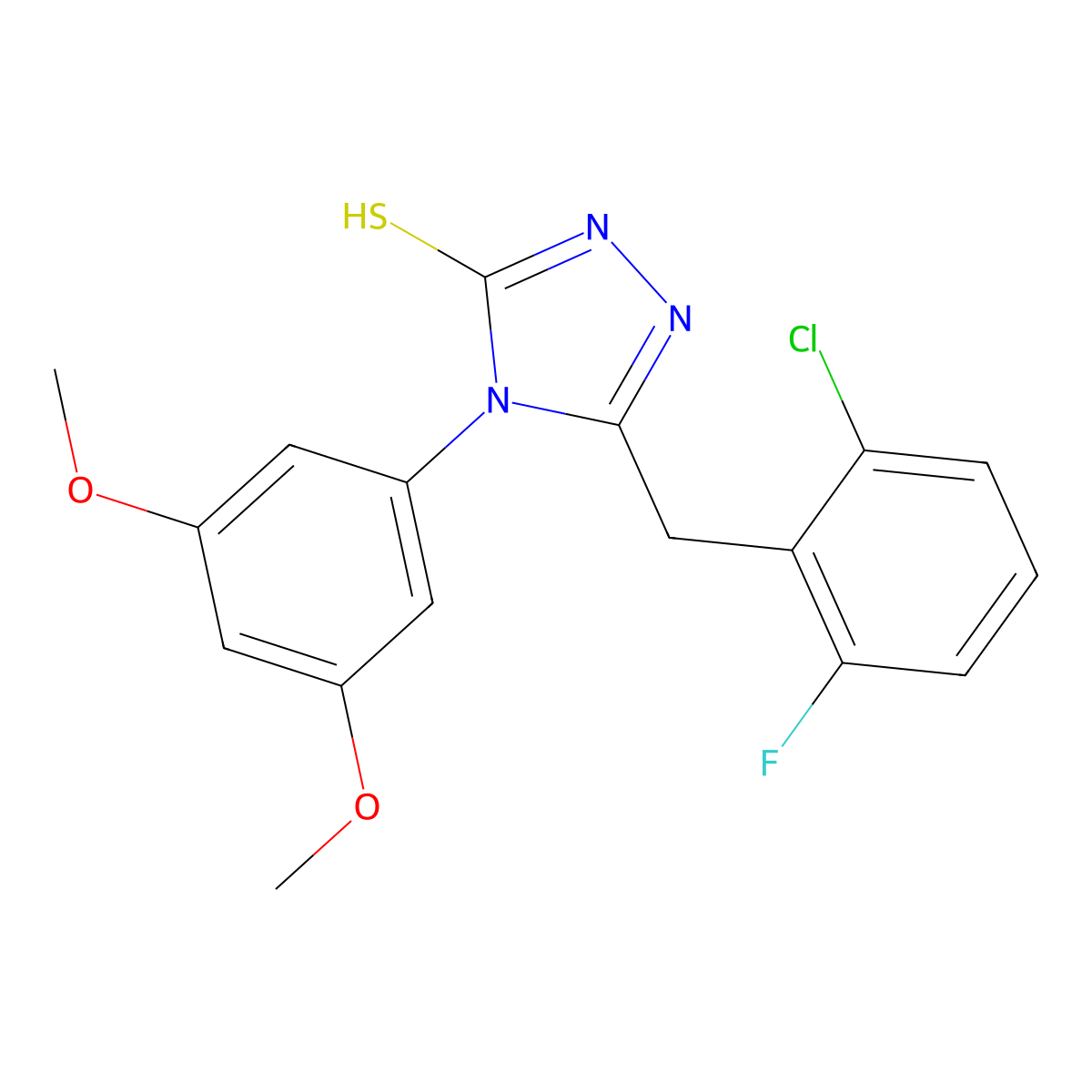 5-(2-chloro-6-fluorobenzyl)-4-(3,5-dimethoxyphenyl)-4H-1,2,4-triazole-3-thiol molecular structure, CAS 667443-82-5