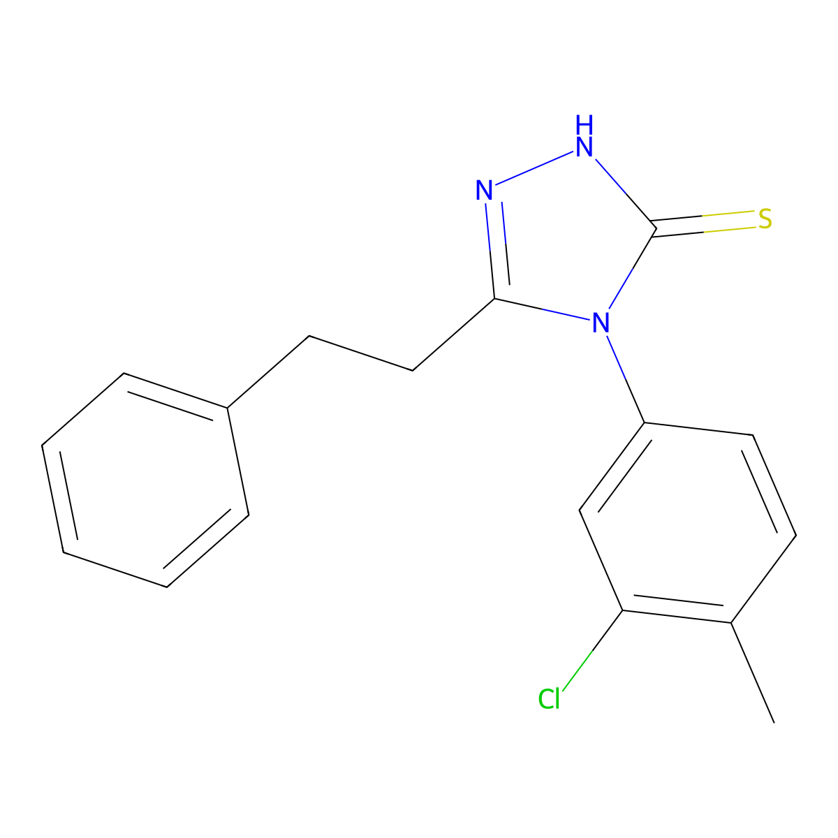 4-(3-Chloro-4-methylphenyl)-5-(2-phenylethyl)-1,2,4-triazole-3-thiol molecular structure, CAS 667443-94-9