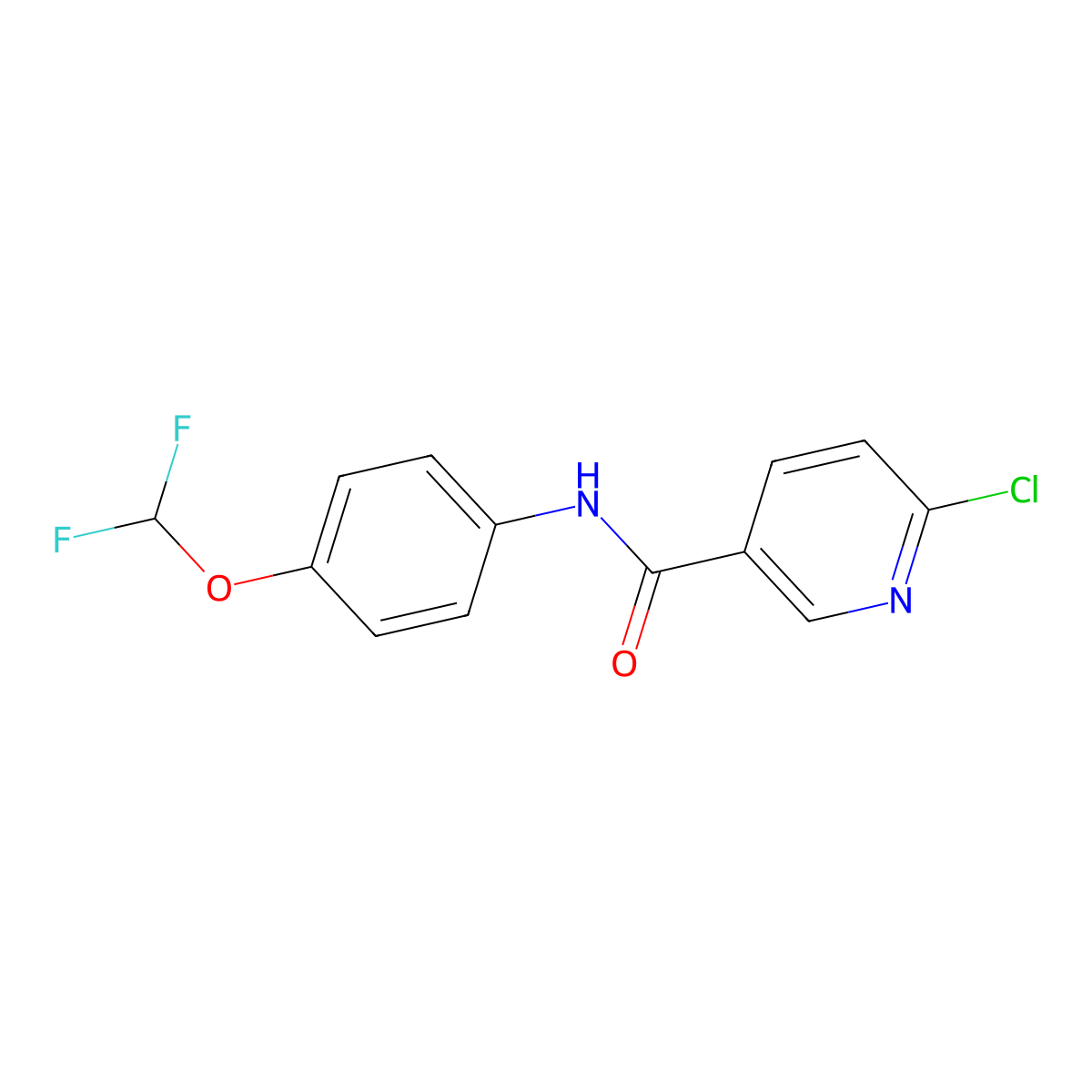 6-chloro-N-[4-(difluoromethoxy)phenyl]pyridine-3-carboxamide molecular structure, CAS 667443-98-3