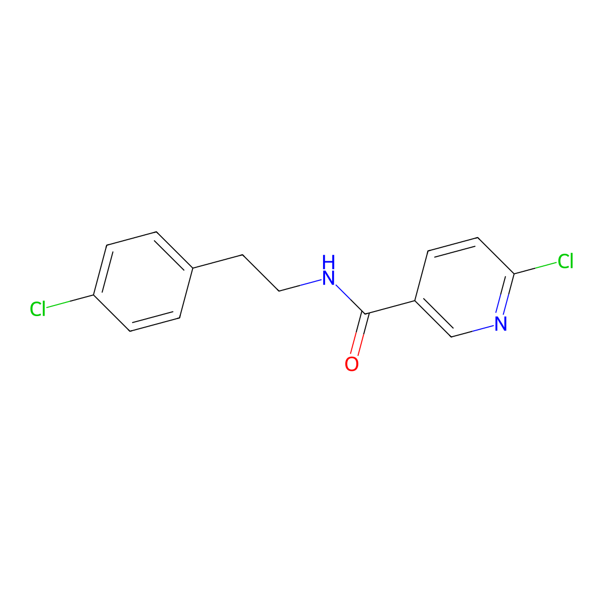 6-chloro-N-[2-(4-chlorophenyl)ethyl]pyridine-3-carboxamide molecular structure, CAS 667444-00-0
