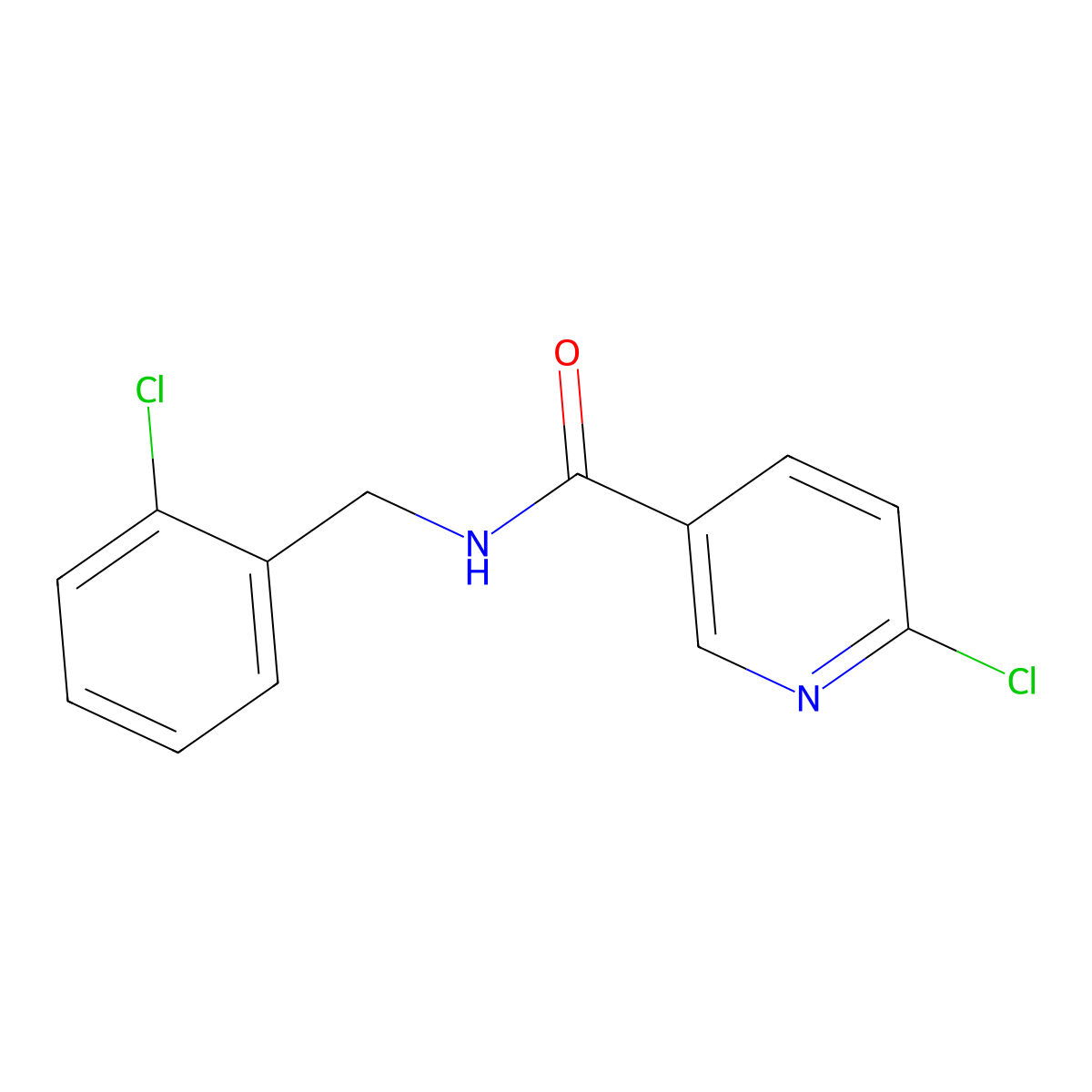 6-chloro-N-[(2-chlorophenyl)methyl]pyridine-3-carboxamide molecular structure, CAS 667444-01-1