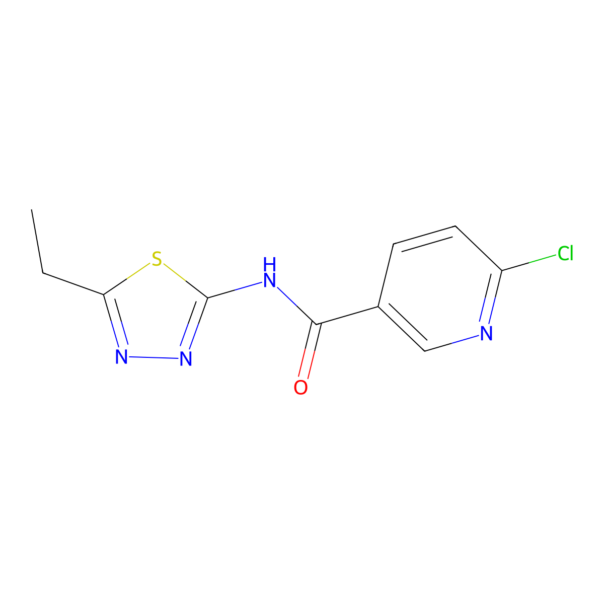 6-chloro-N-(5-ethyl-1,3,4-thiadiazol-2-yl)pyridine-3-carboxamide molecular structure, CAS 667444-03-3