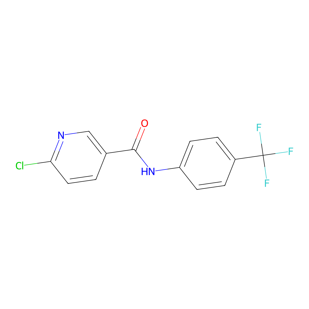 6-chloro-N-[4-(trifluoromethyl)phenyl]pyridine-3-carboxamide molecular structure, CAS 667444-04-4