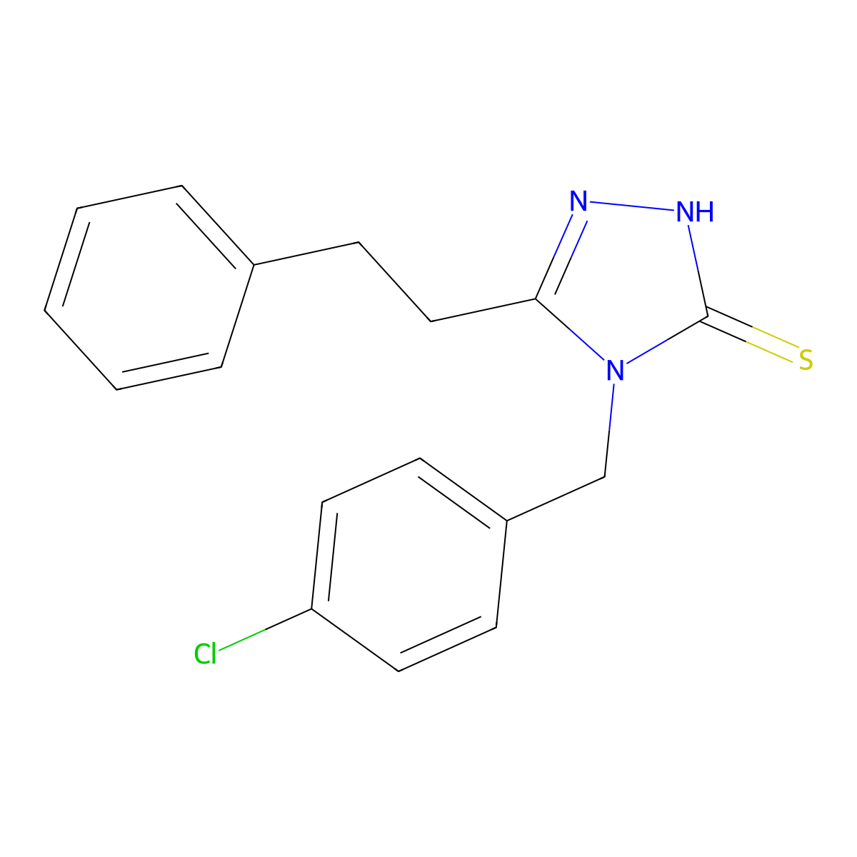 4-(4-chlorobenzyl)-5-(2-phenylethyl)-4H-1,2,4-triazole-3-thiol molecular structure, CAS 667444-13-5