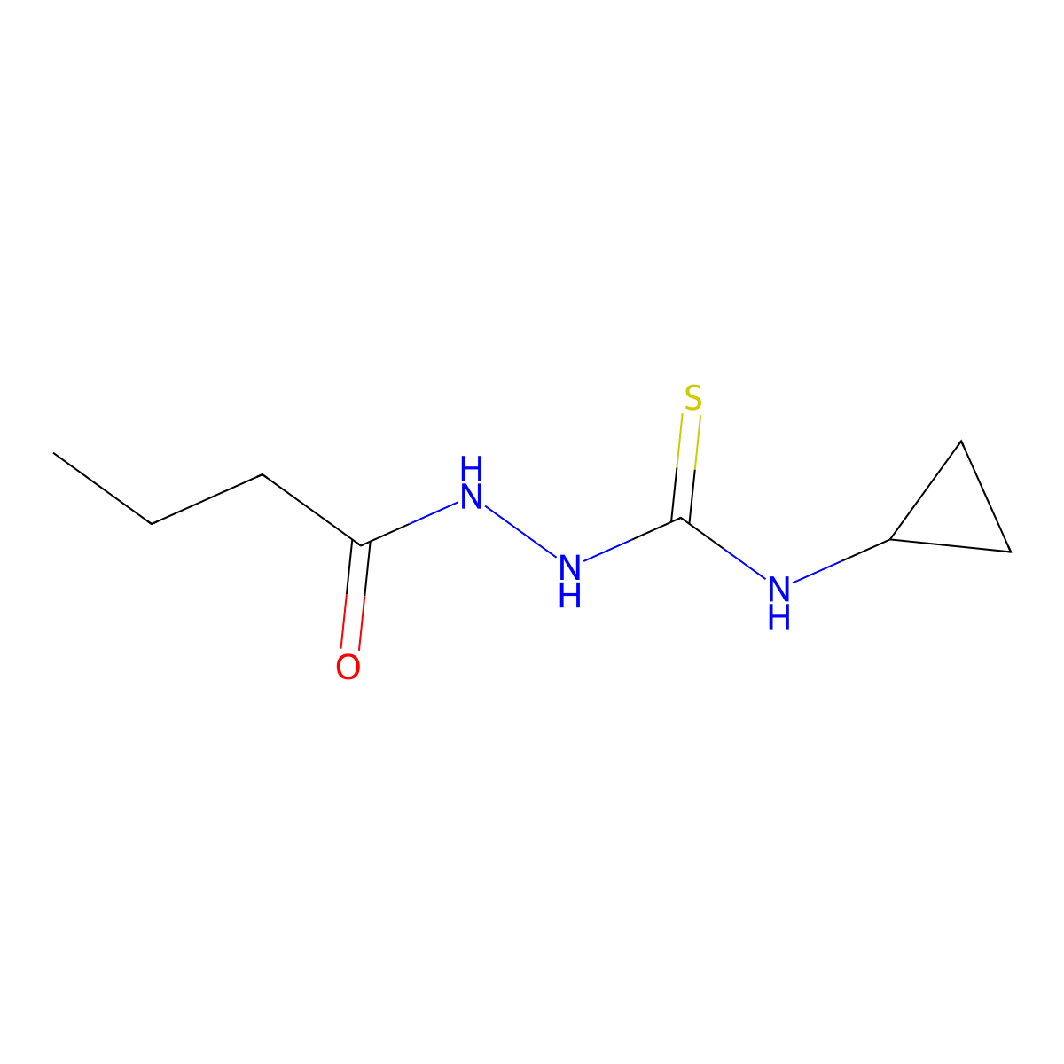 2-butanoyl-N-cyclopropylhydrazinecarbothioamide molecular structure, CAS 667444-39-5