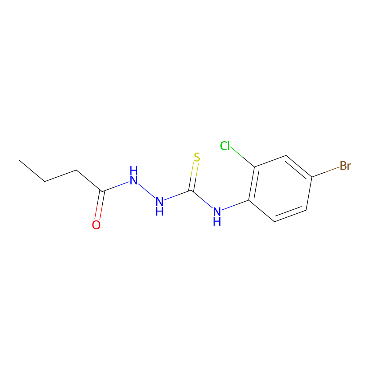 N-(4-bromo-2-chlorophenyl)-2-butanoylhydrazinecarbothioamide molecular structure, CAS 667444-62-4