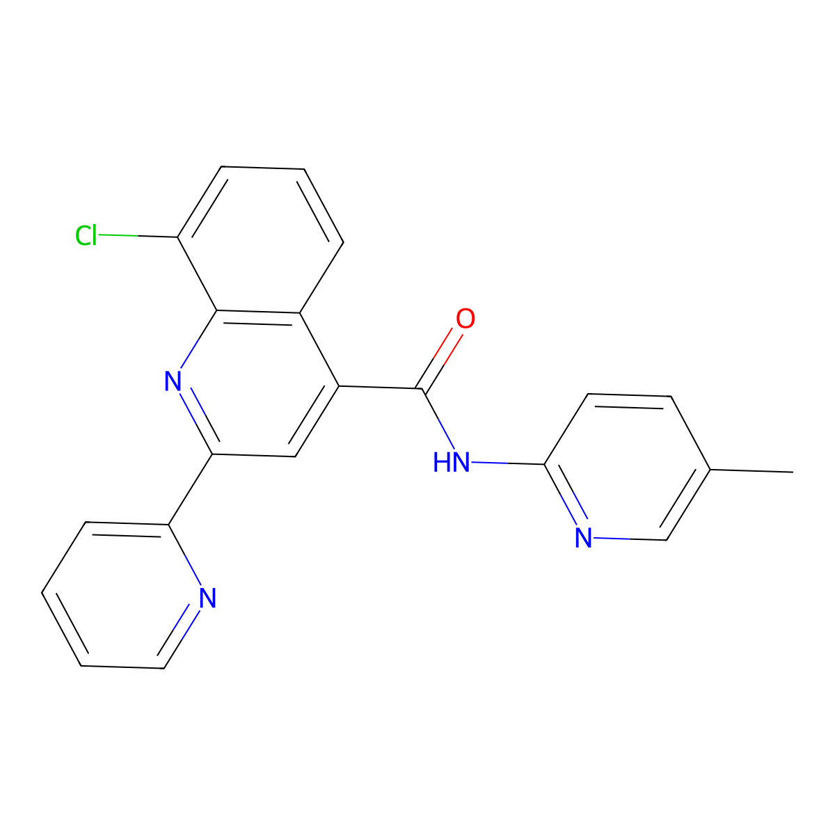 8-chloro-N-(5-methylpyridin-2-yl)-2-(pyridin-2-yl)quinoline-4-carboxamide molecular structure, CAS 667445-44-5