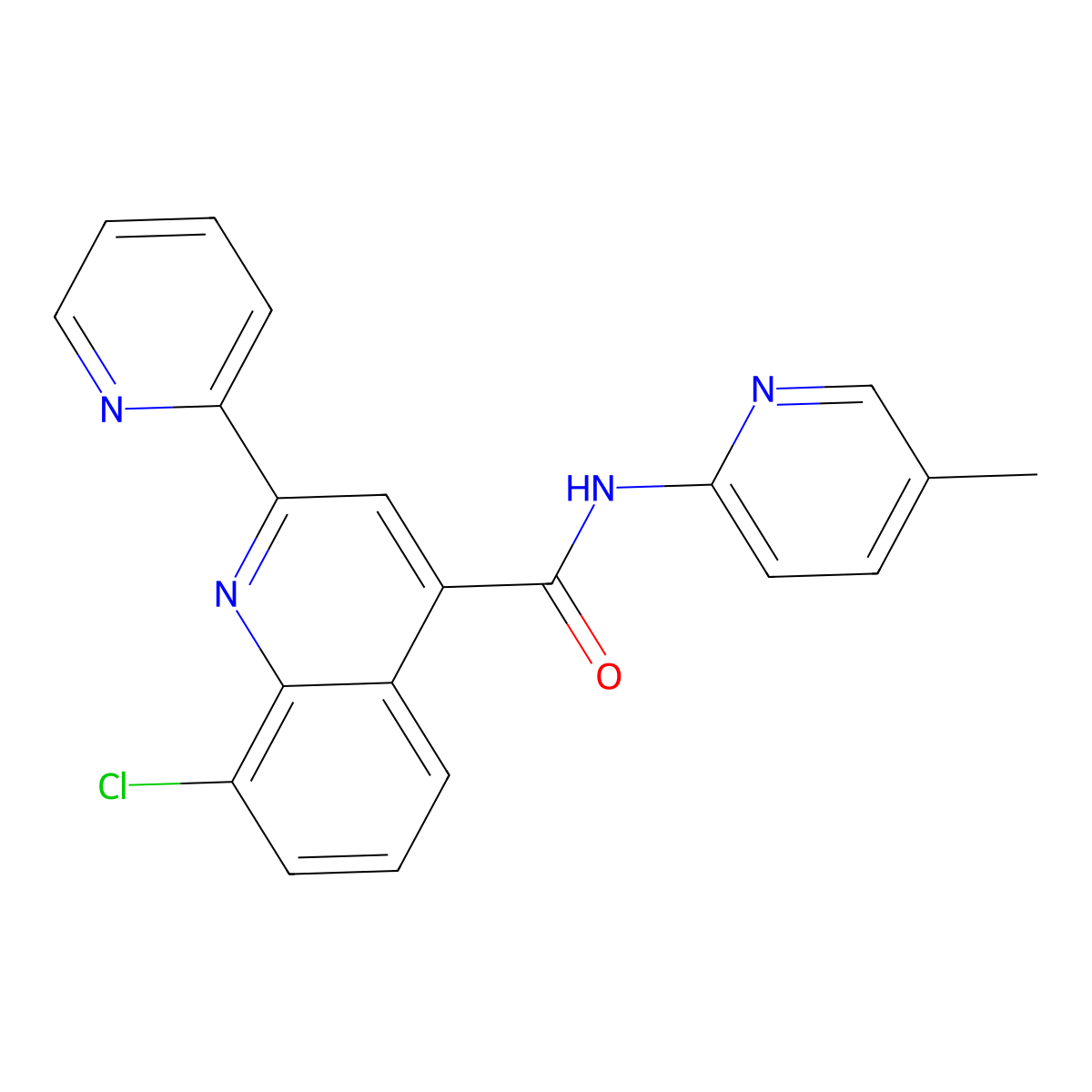 8-chloro-N-(5-methylpyridin-2-yl)-2-(pyridin-2-yl)quinoline-4-carboxamide molecular structure, CAS 667445-44-5