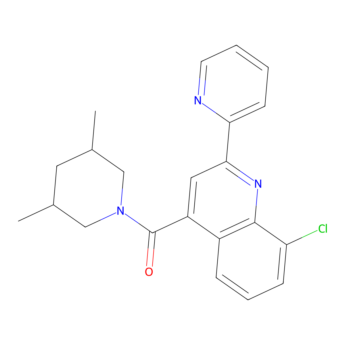 [8-Chloro-2-(pyridin-2-yl)quinolin-4-yl](3,5-dimethylpiperidin-1-yl)methanone molecular structure, CAS 667445-46-7
