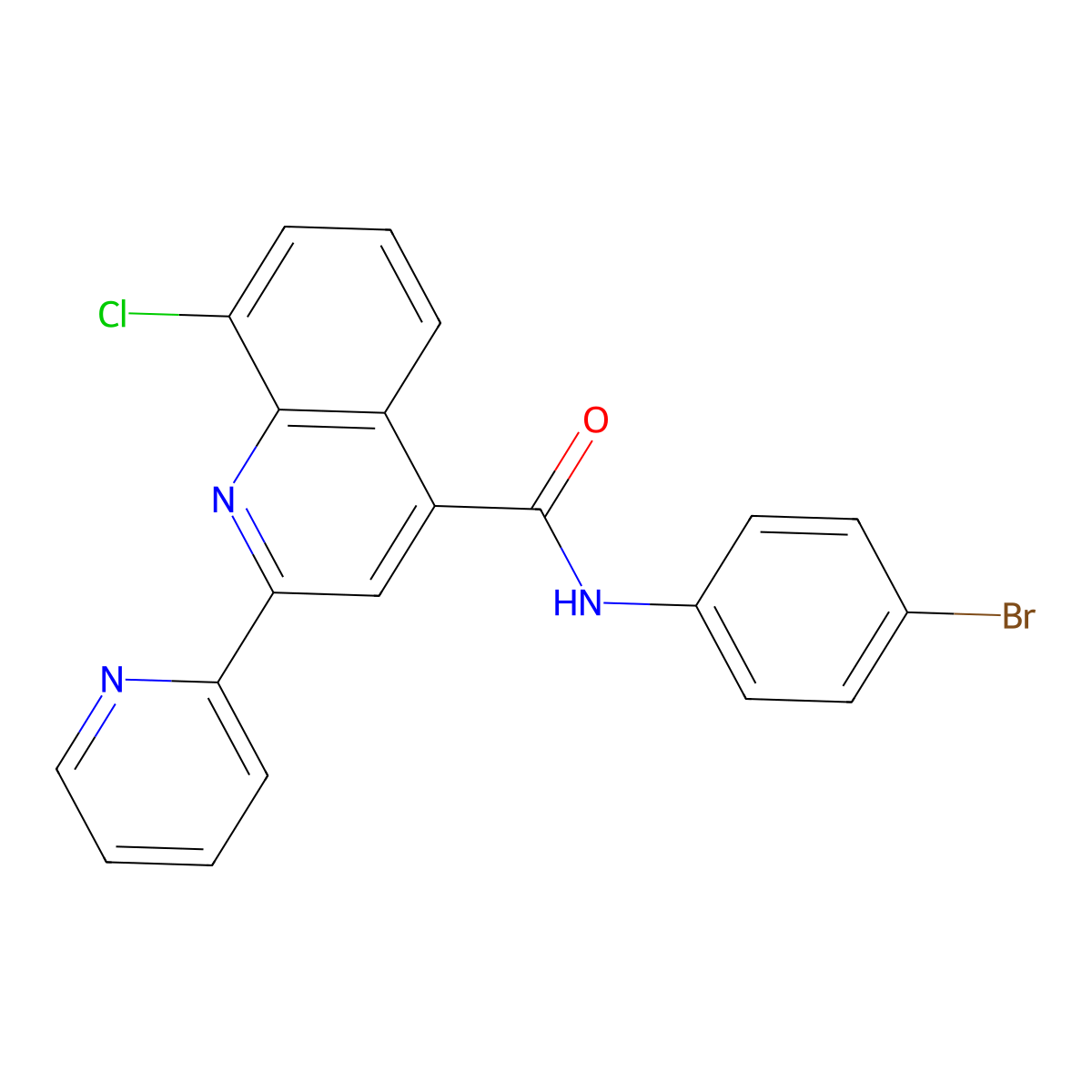 N-(4-bromophenyl)-8-chloro-2-(pyridin-2-yl)quinoline-4-carboxamide molecular structure, CAS 667445-61-6