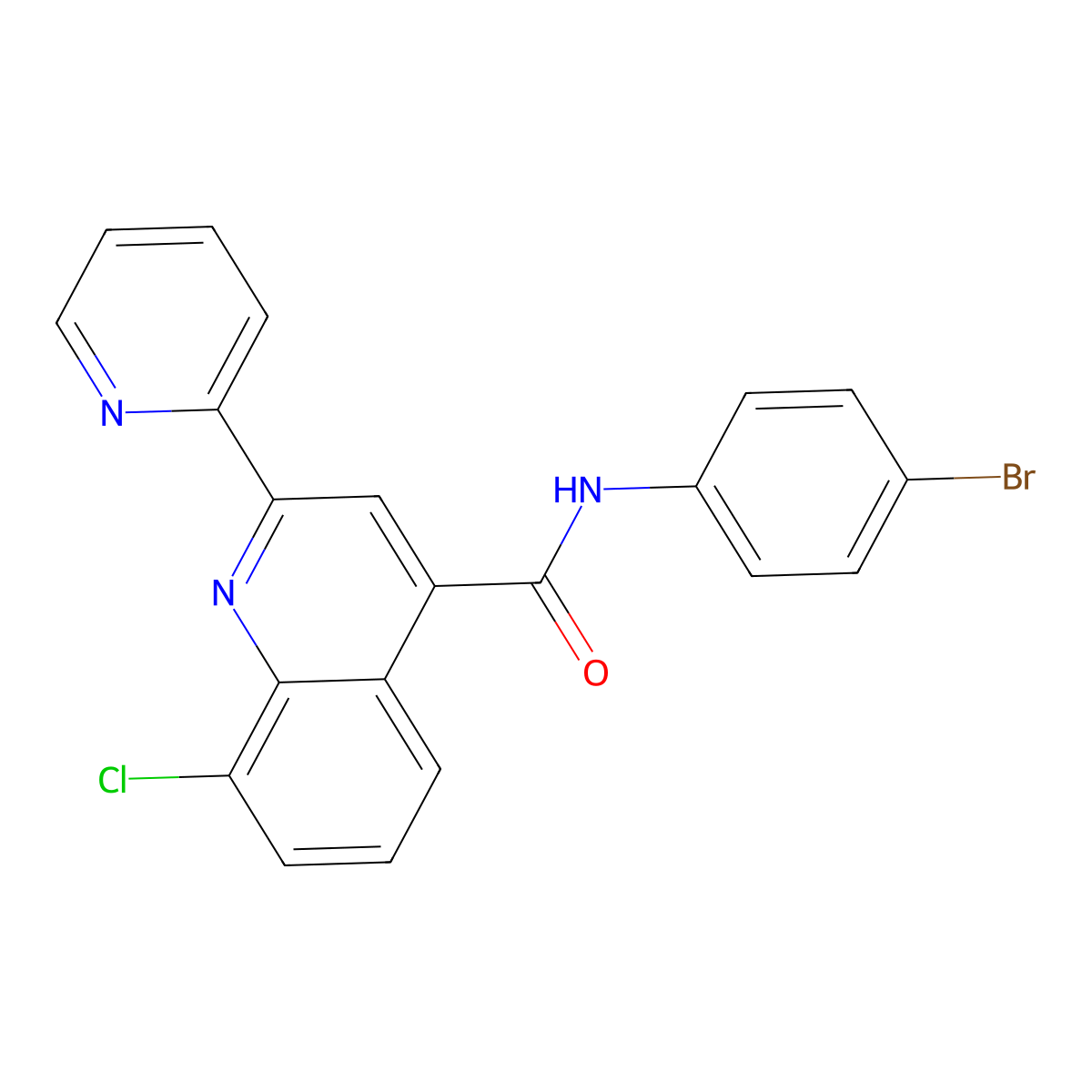 N-(4-bromophenyl)-8-chloro-2-(pyridin-2-yl)quinoline-4-carboxamide molecular structure, CAS 667445-61-6