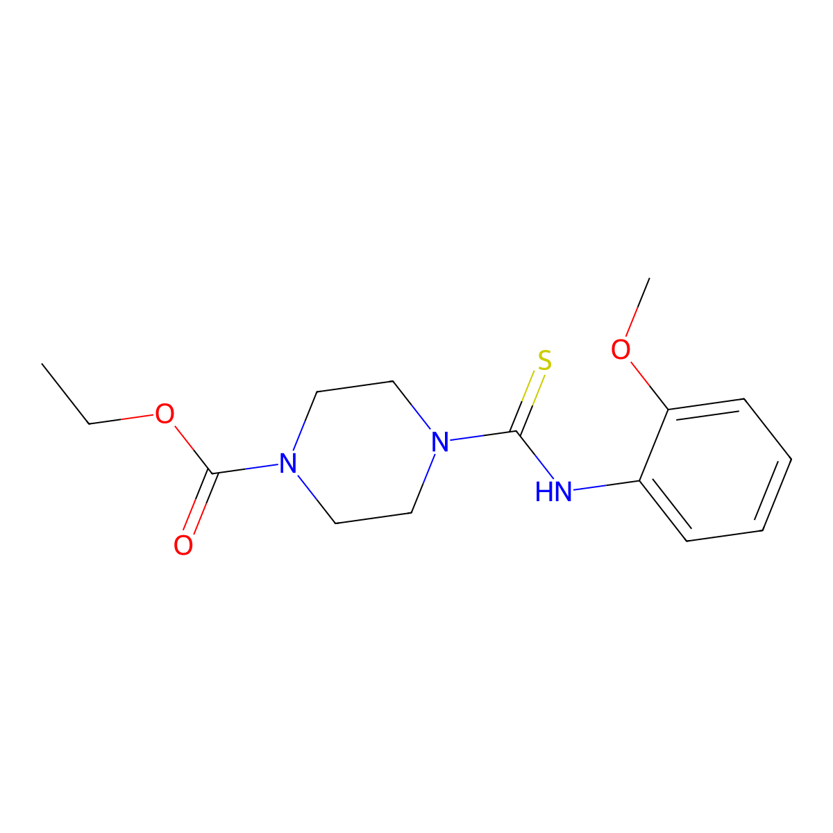 Ethyl 4-[(2-methoxyphenyl)carbamothioyl]piperazine-1-carboxylate molecular structure, CAS 667445-67-2