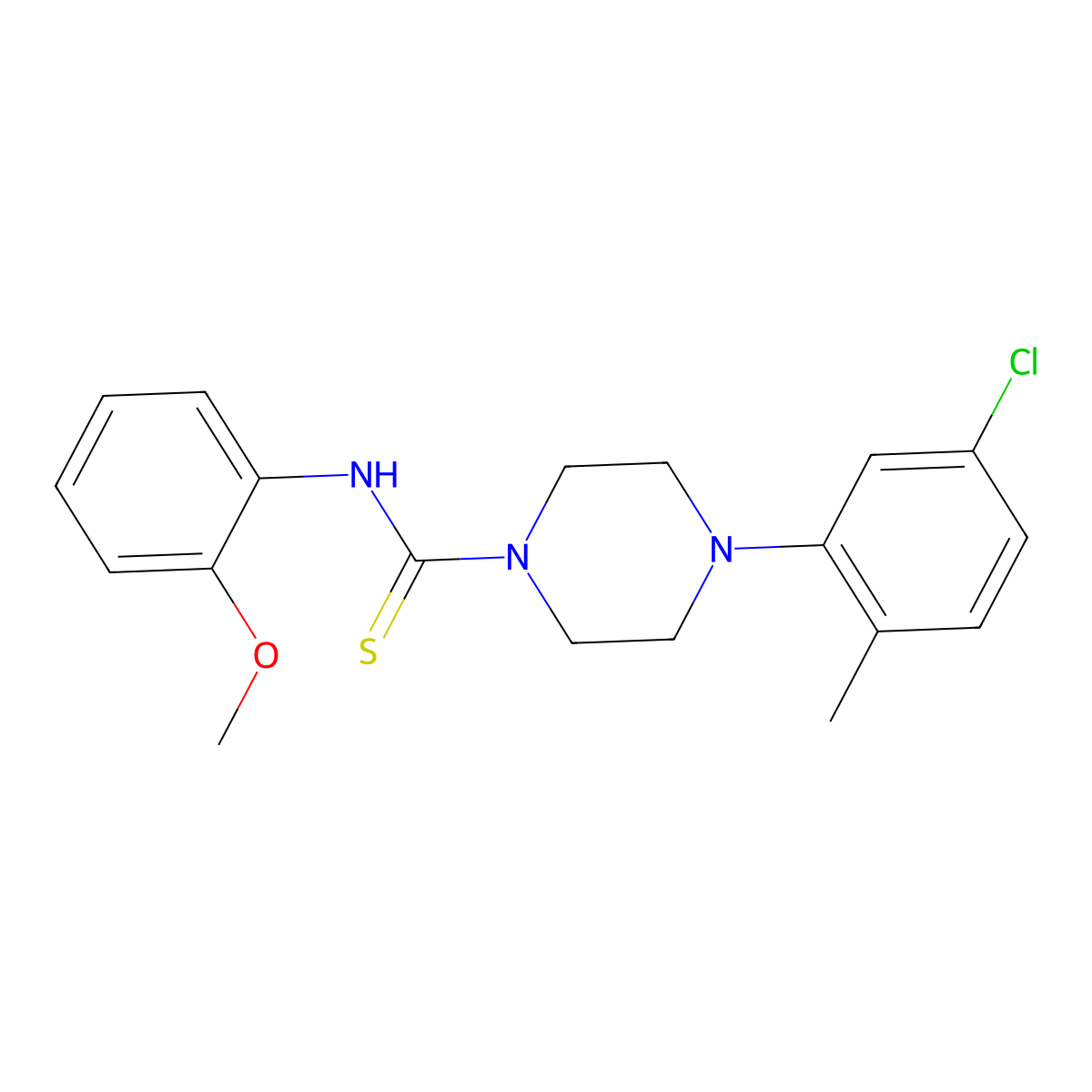 4-(5-chloro-2-methylphenyl)-N-(2-methoxyphenyl)piperazine-1-carbothioamide molecular structure, CAS 667445-69-4