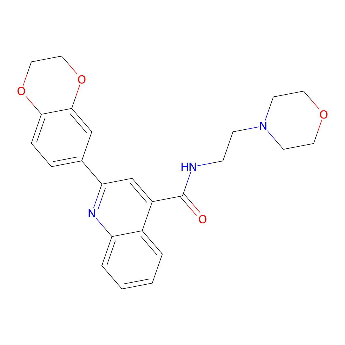 2-(2,3-dihydro-1,4-benzodioxin-6-yl)-N-[2-(morpholin-4-yl)ethyl]quinoline-4-carboxamide molecular structure, CAS 667445-80-9