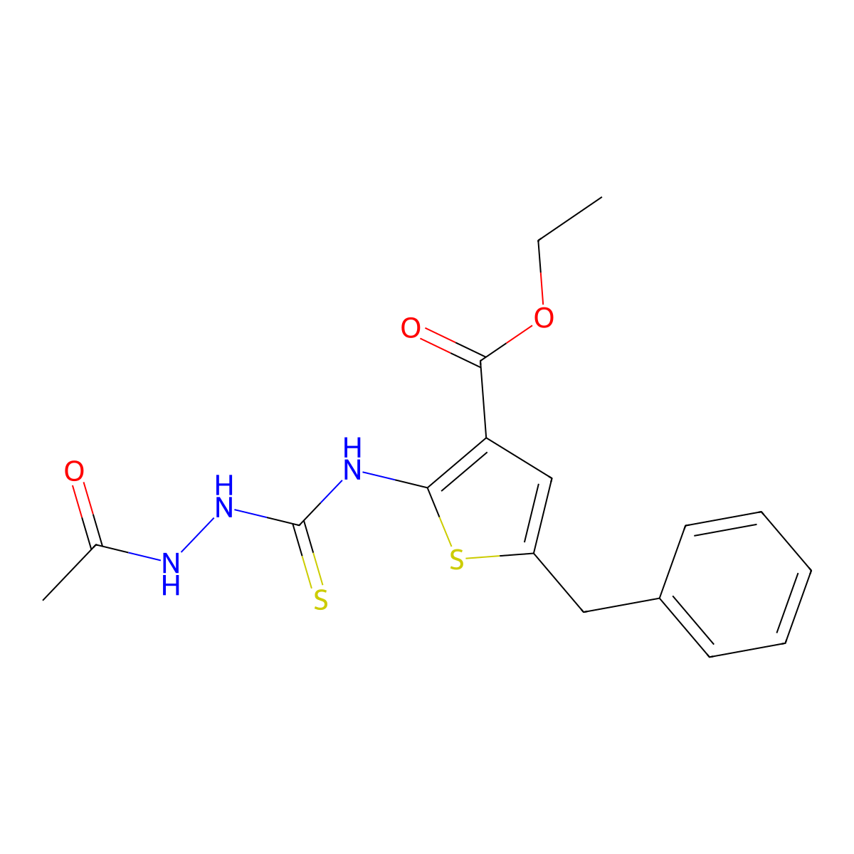 Ethyl 2-{[(2-acetylhydrazinyl)carbonothioyl]amino}-5-benzylthiophene-3-carboxylate molecular structure, CAS 667446-02-8