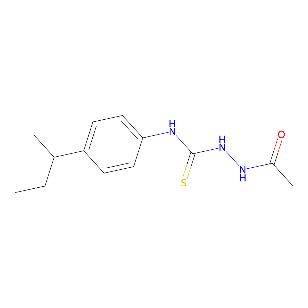 N-[({[4-(methylpropyl)phenyl]amino}thioxomethyl)amino]acetamide molecular structure, CAS 667446-32-4