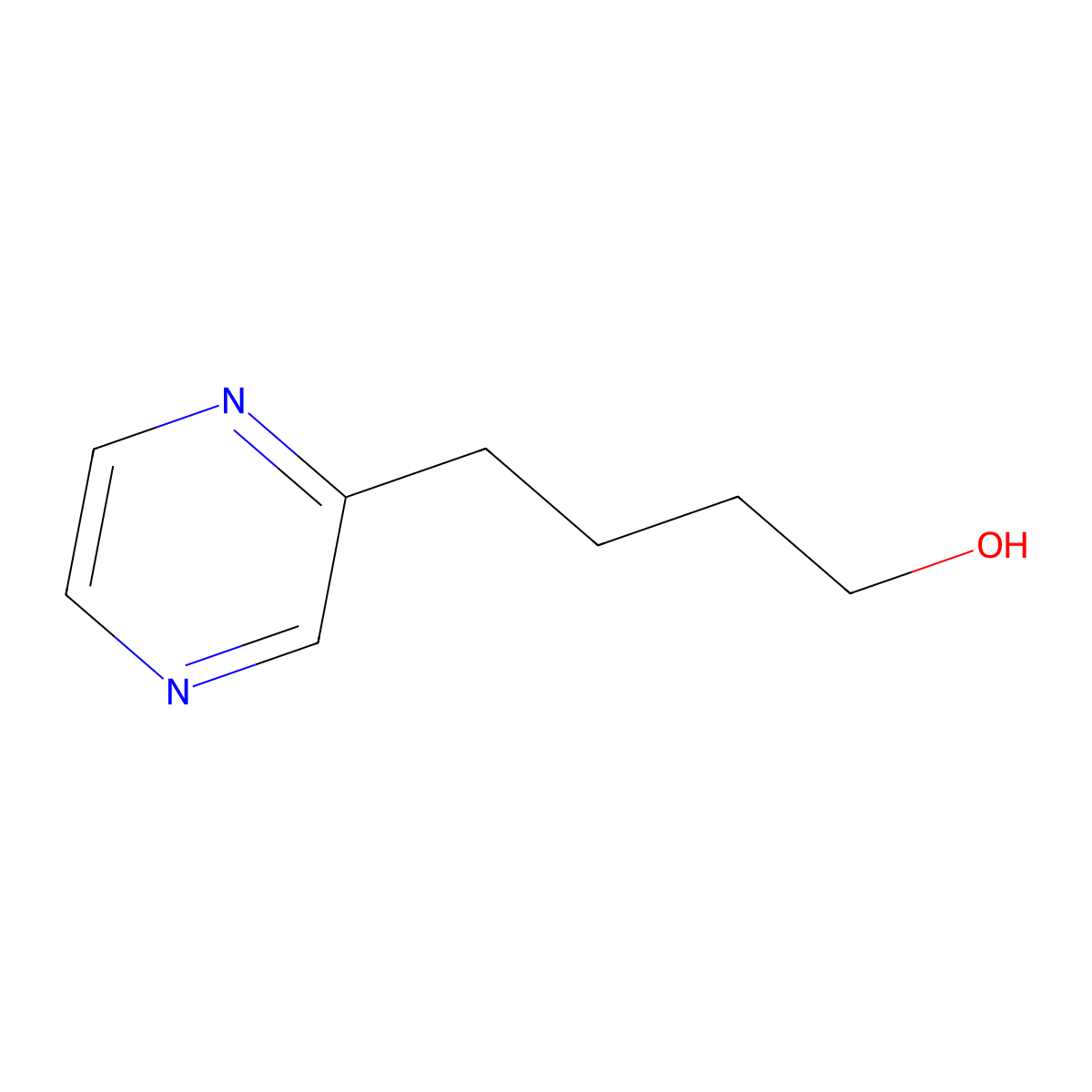4-Pyrazin-2-YL-butan-1-OL molecular structure, CAS 667461-46-3