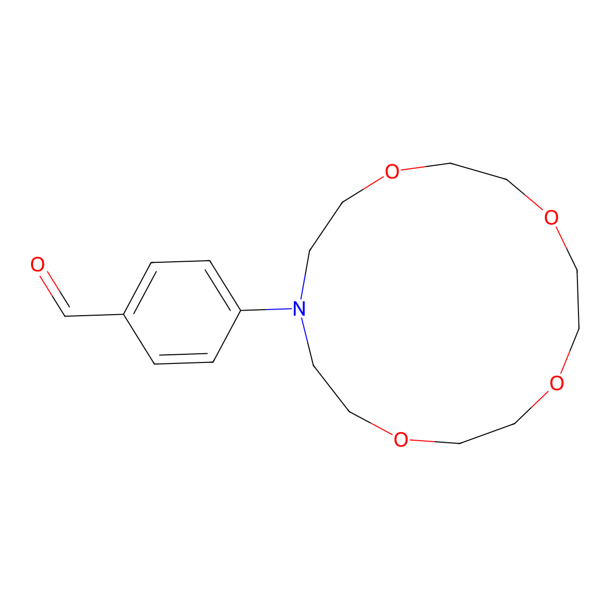 4-(1,4,7,10-Tetraoxa-13-azacyclopentadecan-13-yl)benzaldehyde molecular structure, CAS 66749-96-0
