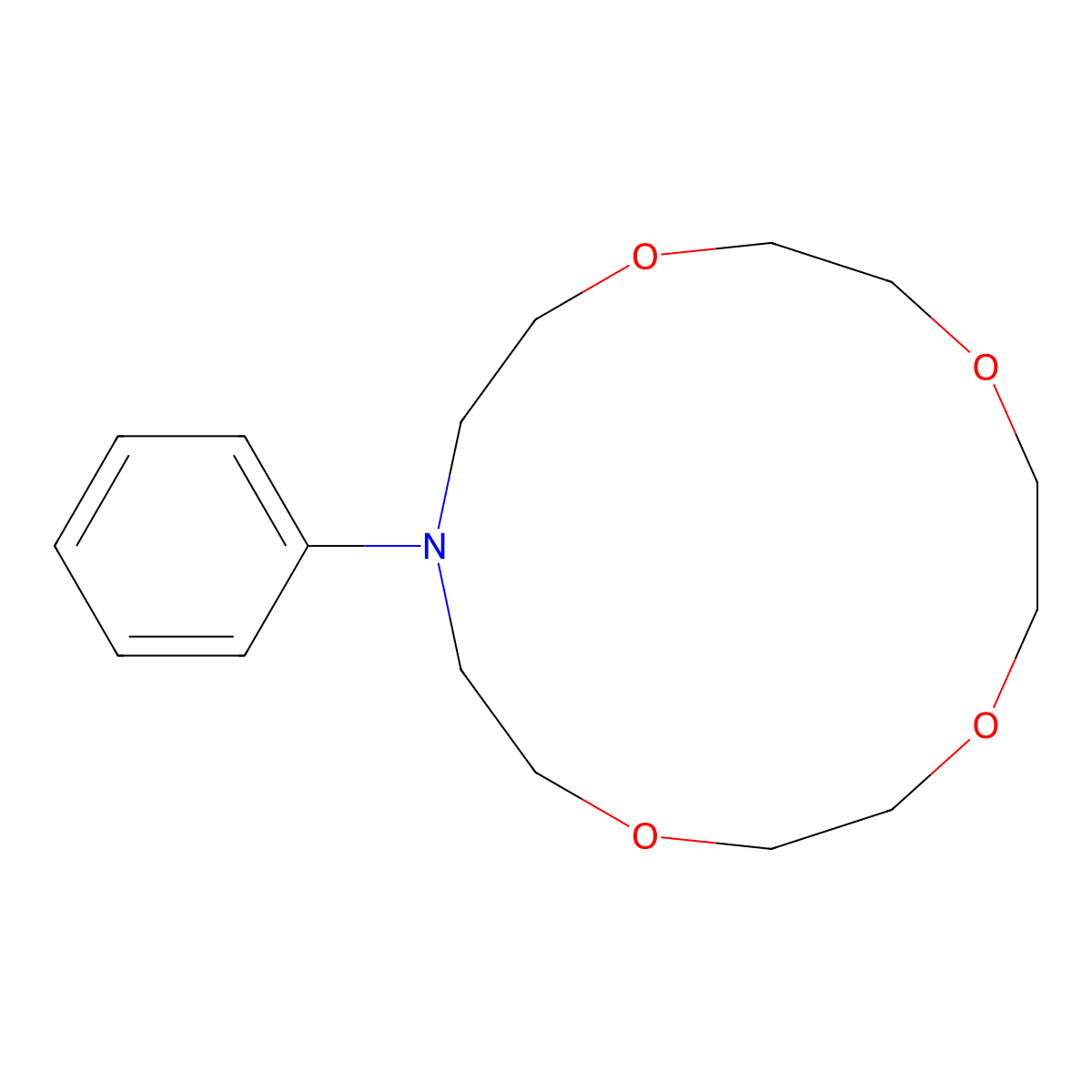 13-Phenyl-1,4,7,10-tetraoxa-13-azacyclopentadecane molecular structure, CAS 66750-10-5