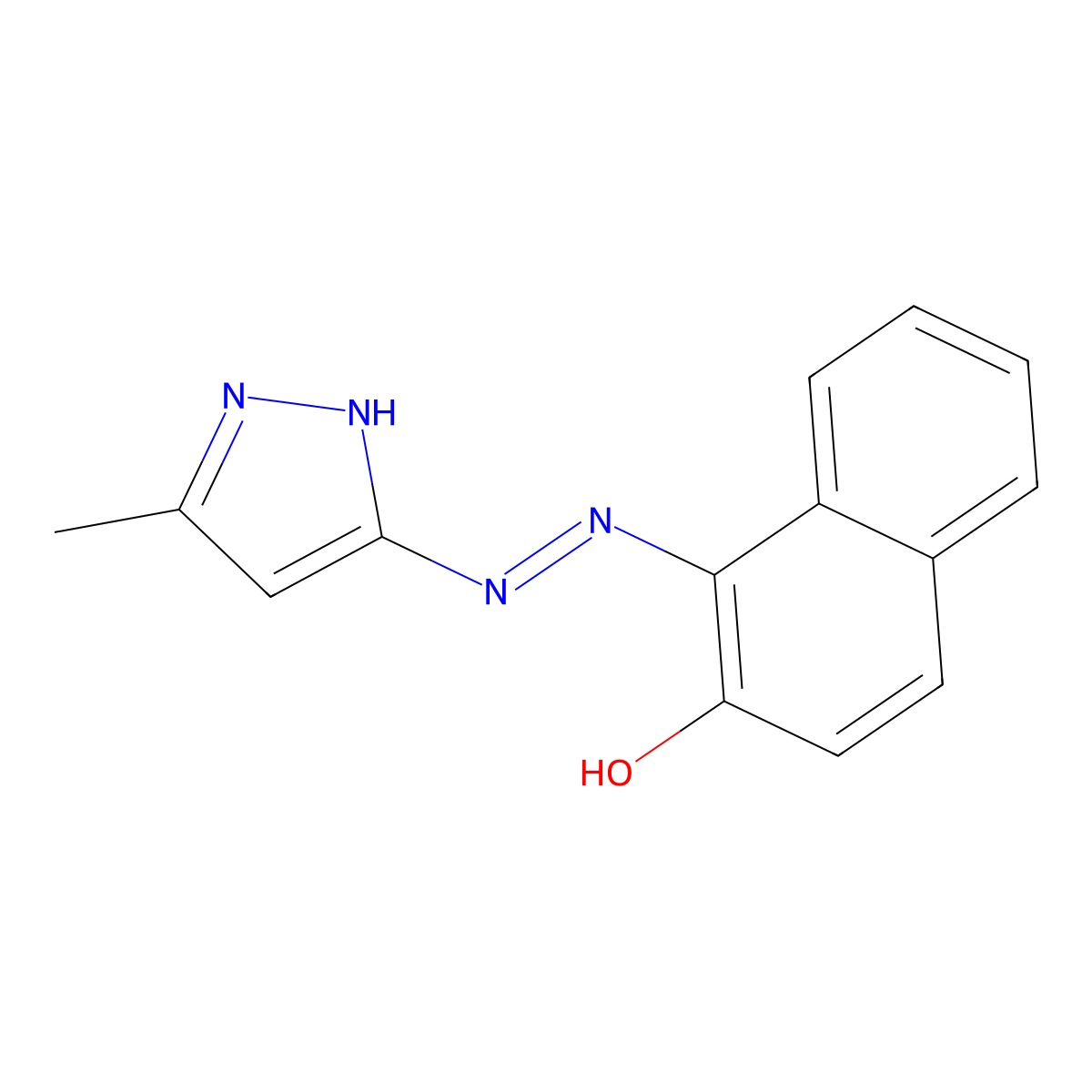 2-Naphthalenol, 1-[(5-methyl-1H-pyrazol-3-yl)azo]- molecular structure, CAS 66751-18-6