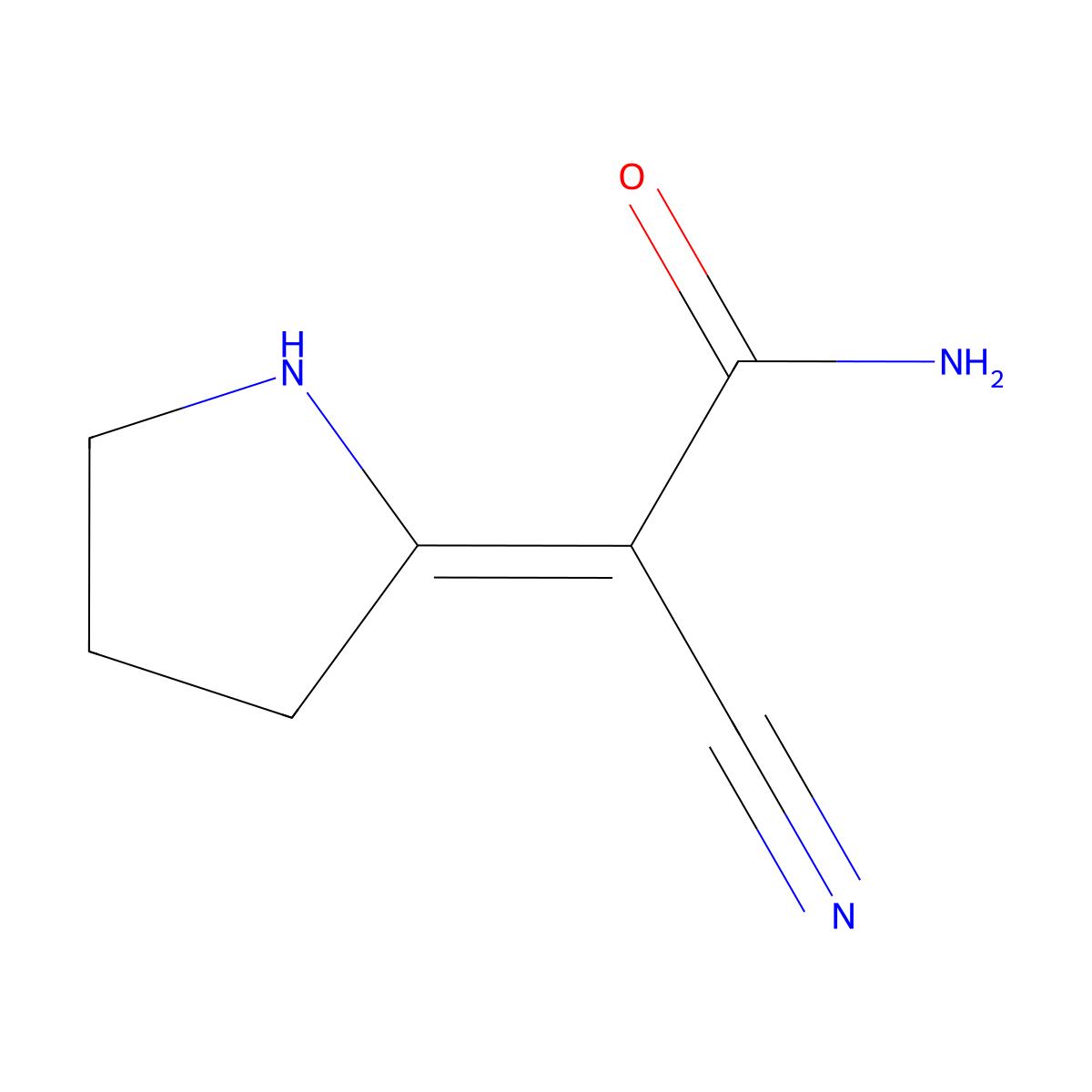 2-Cyano-2-pyrrolidin-2-ylideneacetamide molecular structure, CAS 66751-23-3